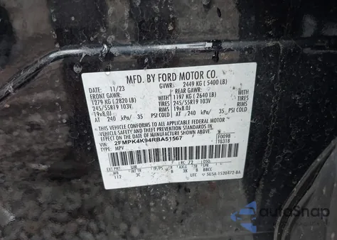 2024 Ford Edge Titanium from USA, damaged, VIN 2FMPK4K94RBA51567